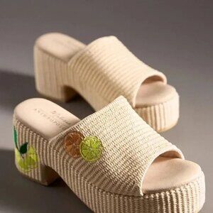 Matisse x Anthropologie Embroidered Fruits Platform Heels Citrus EU 40/9
